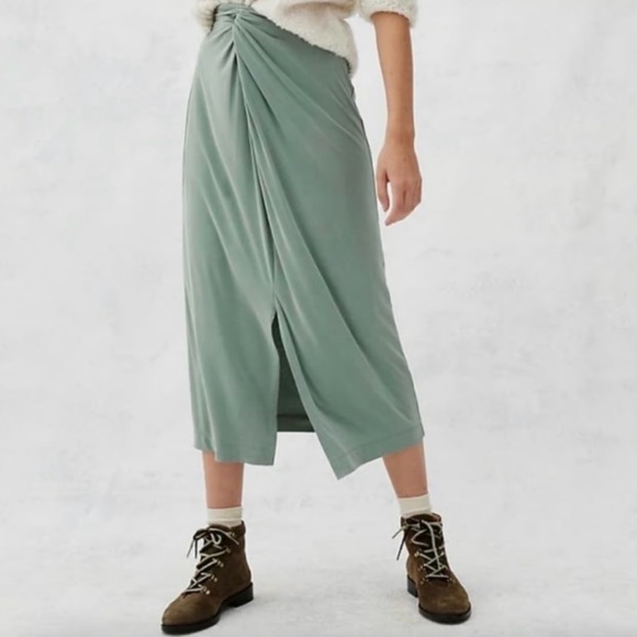 Anthropologie Dresses & Skirts - Anthropologie | Junie Twist Front Midi Skirt Green